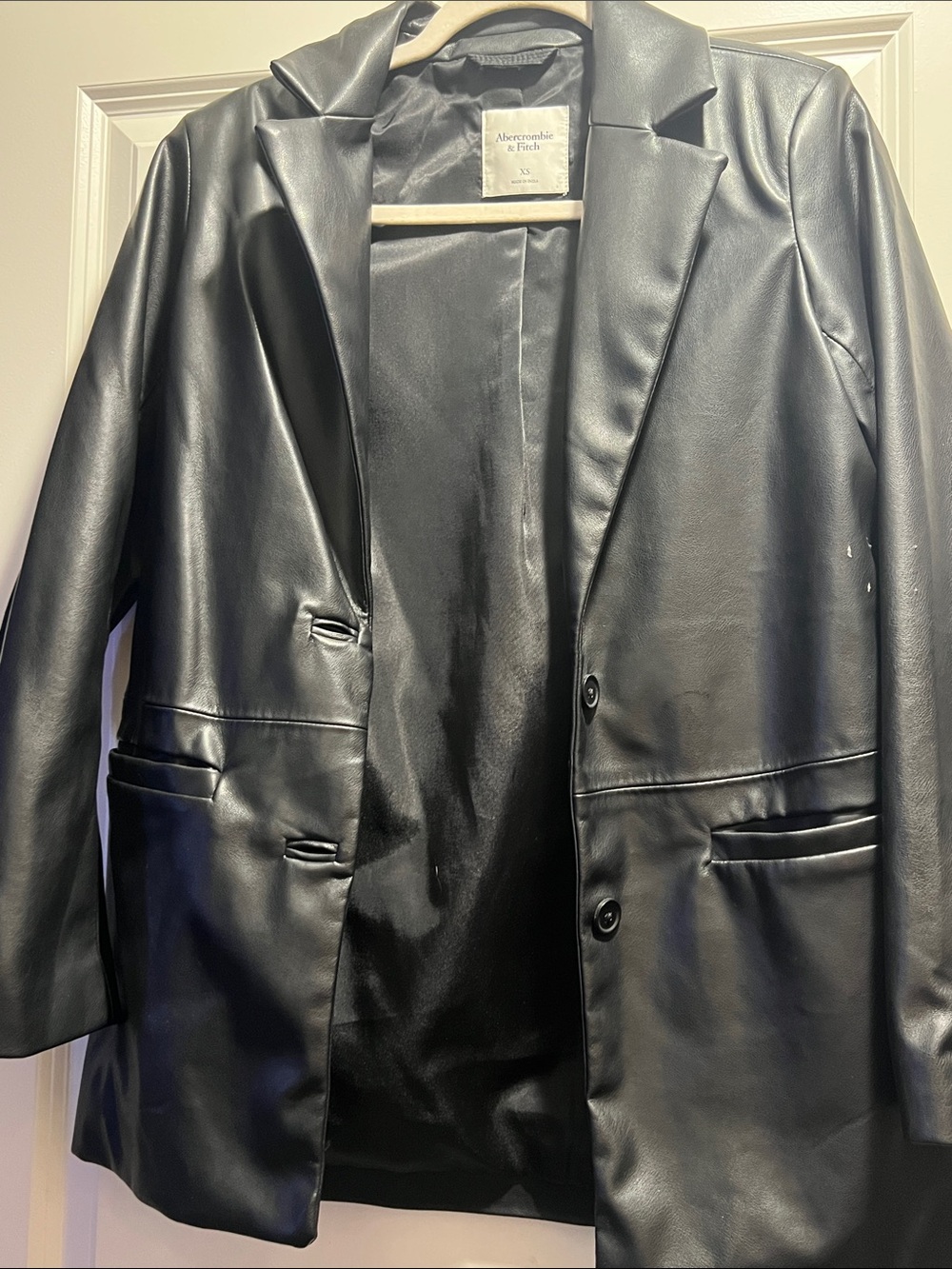 Abercrombie & Fitch Black Faux Leather Blazer